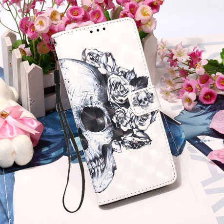Чехол-книжка 3D Painting для Samsung Galaxy S22 Plus - Skull