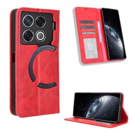 Чехол-книжка Magnetic Buckle Retro Crazy Horse Texture на Infinix GT 20 Pro 5G - красный