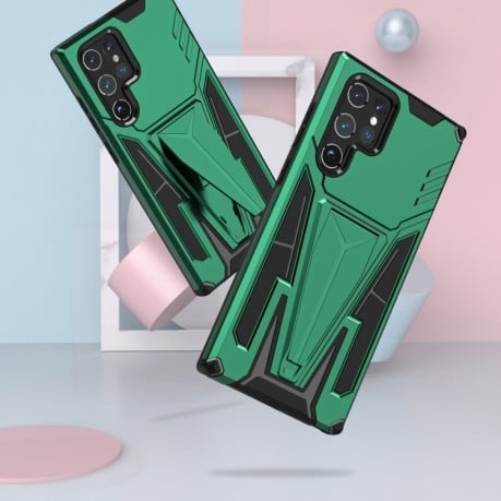 Противоударный чехол Super V Armor для Samsung Galaxy S22 Ultra 5G - зеленый