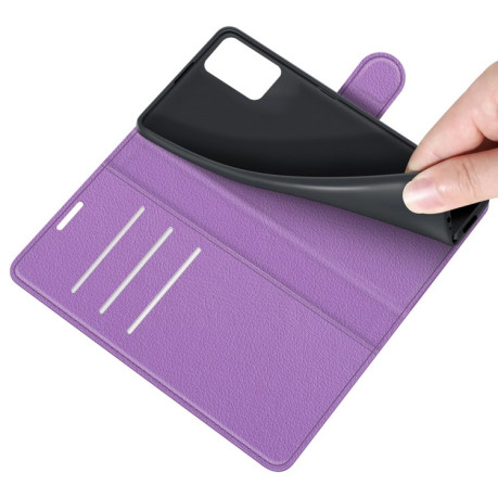 Чохол-книжка Litchi Texture на Xiaomi Redmi 10 - фіолетовий