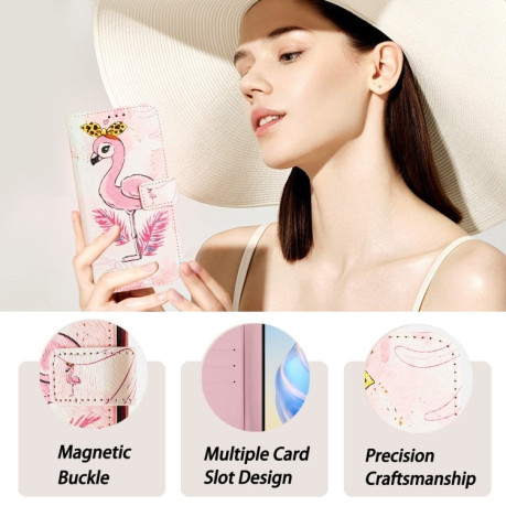 Чехол-книжка Colored Drawing Pattern для iPhone 16e - Flamingo
