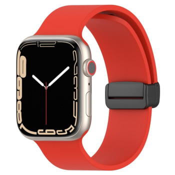 Силиконовый ремешок Magnetic Black Buckle Smooth для Apple Watch 10 46mm/Ultra 49mm / Series 8/7 45mm / 44mm / 42mm /42mm - красный
