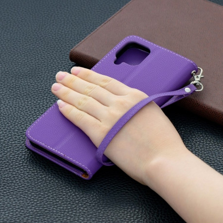 Чохол-книжка Litchi Texture Pure Color Samsung Galaxy A12/M12 - фіолетовий