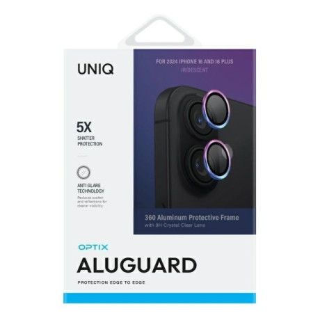 Захисне скло для камери Uniq Optix Aluminum Camera Lens для iPhone 16 / iPhone 16 Plus - Iridescent