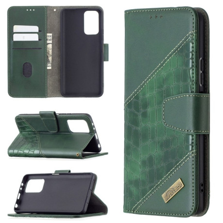 Чехол-книжка Matching Color Crocodile Texture на Xiaomi Redmi Note 10 Pro - зеленый