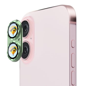 Защитное стекло на камеру ENKAY 9H Anti-reflection Camera Lens Aluminium Alloy для iPhone 16 / 16 Plus - зеленое