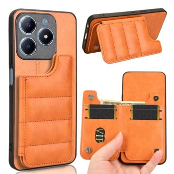 Ударозащитный чехол Cow Pattern Sewing Card Bag для Realme C63 / C61 4G / Narzo N63 - оранжевый