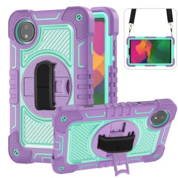 Протиударний чохол Acrylic 360 Degree Rotation Holder Leather для Redmi Pad SE 8.7 2024 - Purple + Mint Green