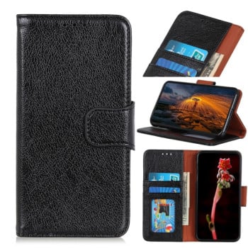 Чехол-книжка Mirren фактура “Crazy Horse” с магнитным хлястиком на iPhone 13 Pro Max - черный