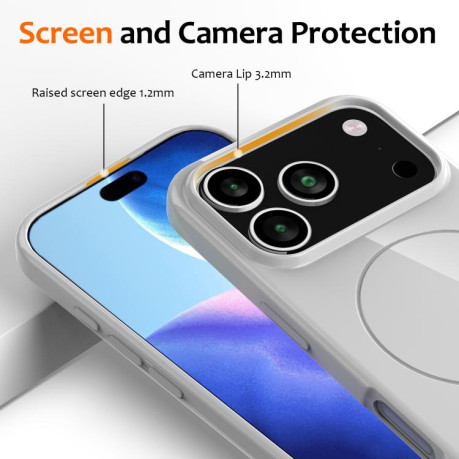 Противоударный чехол Glossy TPU Shockproof MagSafe на iPhone 17 Pro - белый