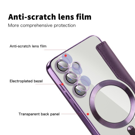 Чохол-книжка Shield MagSafe RFID Anti-theft Leather  для Samsung Galaxy S25+ 5G - фіолетовий