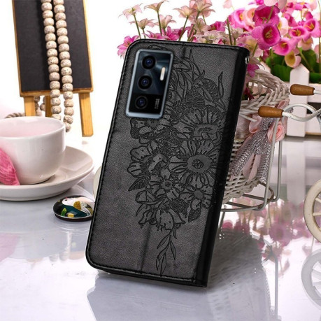 Чехол-книжка Embossed Butterfly для Vivo S10e 5G/V23e 4G/V23E 5G/Y75 4G - черный