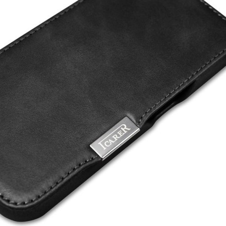 Кожаный чехол iCarer Leather Oil Wax (MagSafe) для iPhone 15 Plus - черный