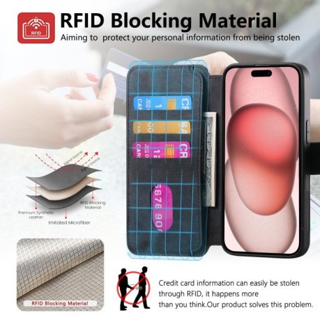 Чехол-книжка CaseNeo MagSafe RFID Anti-theft Retro Leather для iPhone 16e - черный