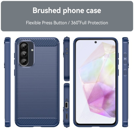 Протиударний чохол Brushed Texture Carbon Fiber  для Samsung Galaxy A36 5G - синій