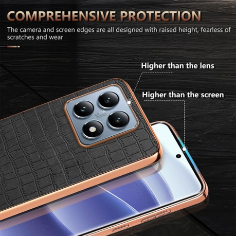 Чохол AZNS Electroplated Frame Crocodile Texture на Xiaomi 14T Pro 5G - синій