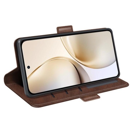 Чохол-книжка Dual-side Magnetic Buckle для Realme 14 Pro+ - коричневий