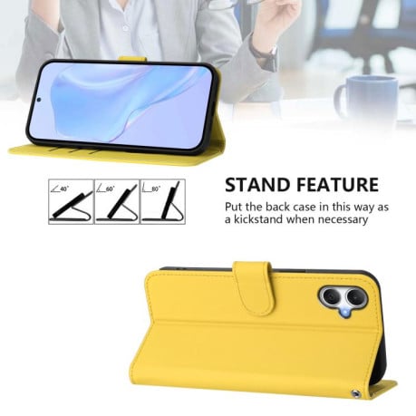 Чехол-книжка с мягким покрытием (Skin Feel) со шнурком на Samsung Galaxy A07 4G - желтый