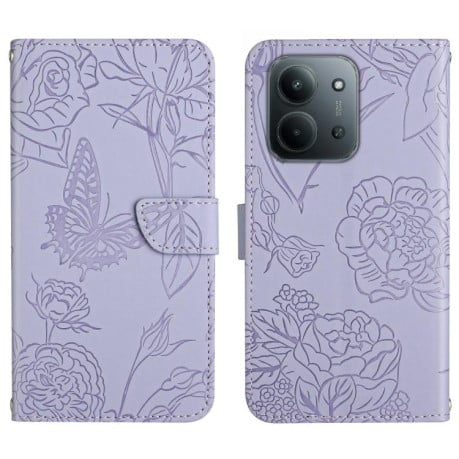 Чохол-книжка з тисненням &quot;метелика&quot; та магнітним хлястиком на Xiaomi Redmi 15C 5G / 4G EU 173mm - фіолетовий
