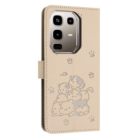 Чохол-книжка Embossed Kitten Phone Leather для Infinix Note 50 4G / 50 Pro 4G - бежевий