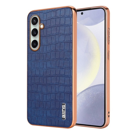 Чехол AZNS Electroplated Frame Crocodile Texture на Samsung Galaxy A36 - синий