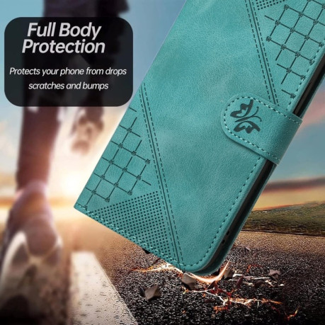 Чехол-книжка Grid Butterfly Embossed Pattern Flip Leather для Xiaomi Redmi Note 14 5G/Poco M7 Pro 5G - голубой