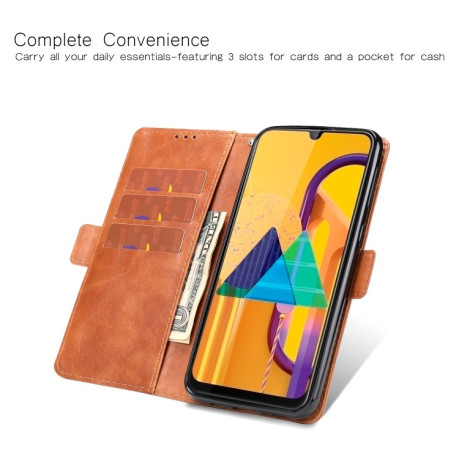 Чехол - книжка Retro Texture на Samsung Galaxy M21/M30s - коричневый