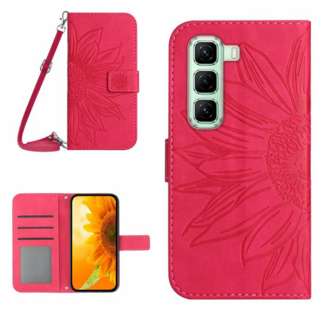 Чехол-книжка Skin Feel Sun Flower для Infinix Hot 50 Pro+ 4G - пурпурно-червоний