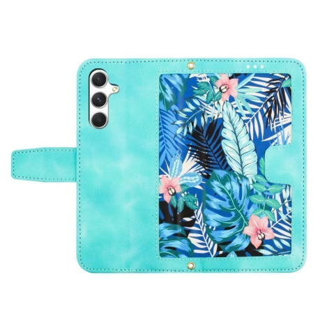 Чехол-книжка Floral Pattern Leather для Samsung Galaxy A56 5G - зеленый