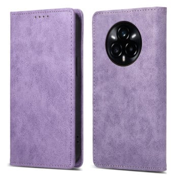 Чехол-книжка Business Solid Color с защитой от сканирования RFID на Realme 14 Pro+ - фиолетовый