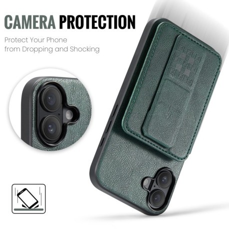 Чохол Fierre Shann Oil Wax Cow Leather Card Holder на iPhone 16 - зелений