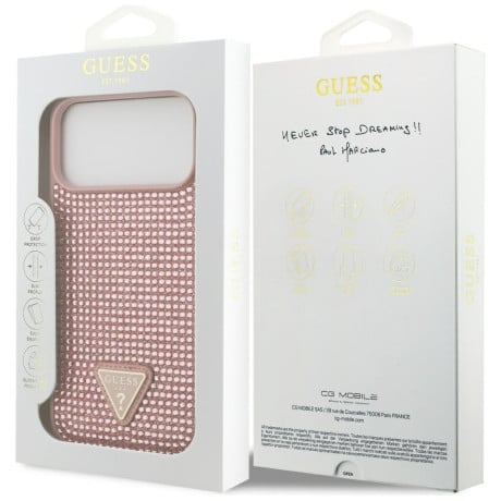 Оригинальный чехол Guess Rhinestone Triangle Logo на iPhone 17 Pro Max - Pink