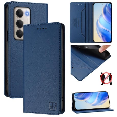 Чехол-книжка RC01 Dual-Folded Magnetic Suction RFID на Xiaomi Redmi 15 5G / 4G EU 171mm - синий
