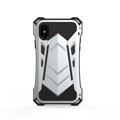 Противоударный металлический чехол R-JUST Dustproof Armor на iPhone XS Max - серебристый