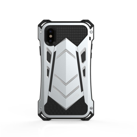 Противоударный металлический чехол R-JUST Dustproof Armor на iPhone X/XS - серебристый