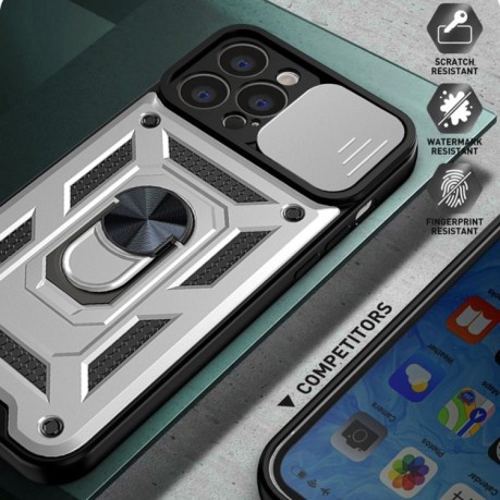 Противоударный чехол Camera Sliding для  iPhone 14 Plus - серебристый