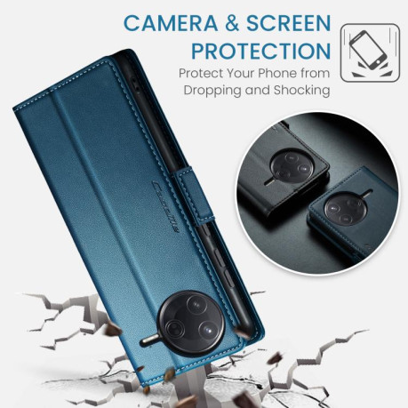 Чехол-книжка CaseMe 023 Butterfly Buckle Litchi Texture RFID Anti-theft Leather для Xiaomi Poco F7 Pro / F7 Ultra - синий