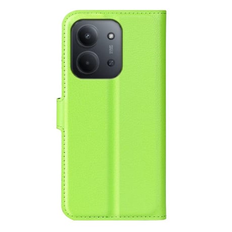 Чехол-книжка с фактурой Litchi и магнитным хлястиком на Xiaomi Redmi 15C 5G / 4G EU 173mm - зеленый