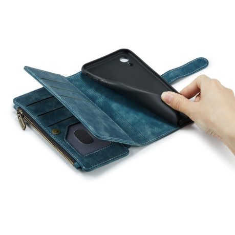 Кожаный чехол-кошелек CaseMe-C30 для iPhone XR - синий