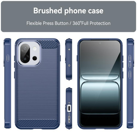 Противоударный чехол Brushed Texture Carbon Fiber на OnePlus 13T - синий