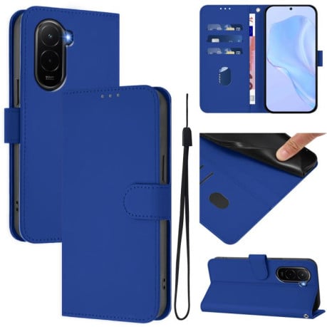 Чехол-книжка с мягким покрытием (Skin Feel) со шнурком на Xiaomi Poco M7 4G 169mm - синий