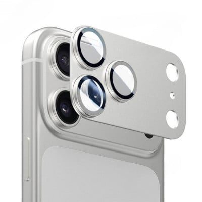 Металлическая защита линз камеры Kalebol с антибликовым покрытием на iPhone 18 Pro Max — серебристая