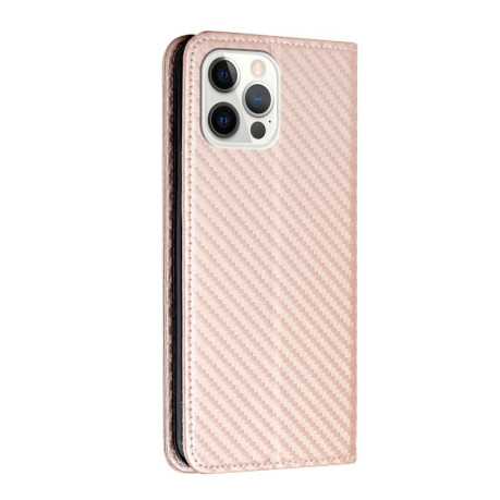 Чохол-книжка Magnetic Flip Carbon Fiber Texture для iPhone 16 Pro Max - рожеве золото