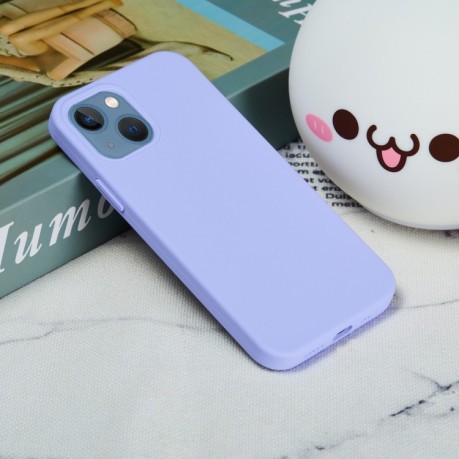 Силиконовый чехол Solid Color Liquid на iPhone 14 - фиолетовый