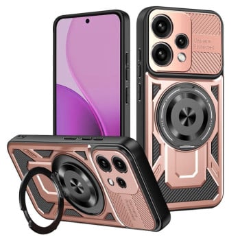 Противоударный чехол Armor Rotating Holder MagSafe для OPPO Reno15 Global / Reno 15C — розовое золото