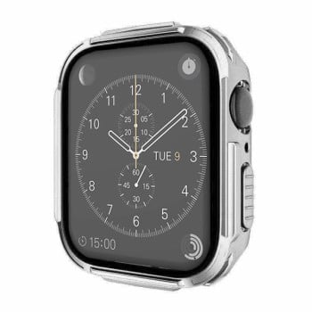 Протиударна накладка із захисним склом Plating PC Frame для Apple Watch 40mm - срібляста