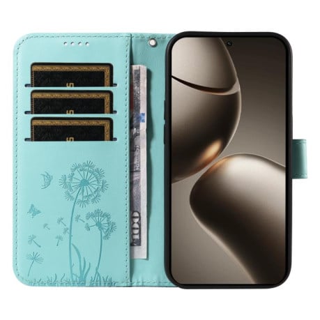 Чехол-книжка Dandelion Embossed Pattern Flip Leather на Xiaomi 15T Pro 5G - зеленый