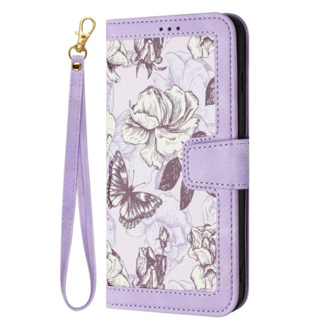 Чехол-книжка Floral Pattern Leather для Samsung Galaxy A56 5G - фиолетовый