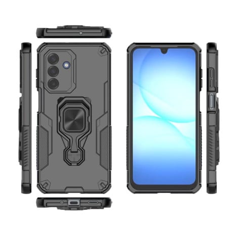 Противоударный чехол Metal Kickstand TPU Hybrid PC на Samsung Galaxy A17 5G - черный