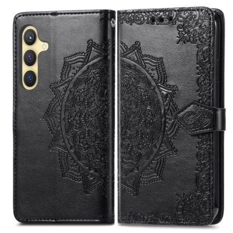 Чехол-книжка Mandala Embossing Pattern на Samsung Galaxy S25 Plus 5G - черный